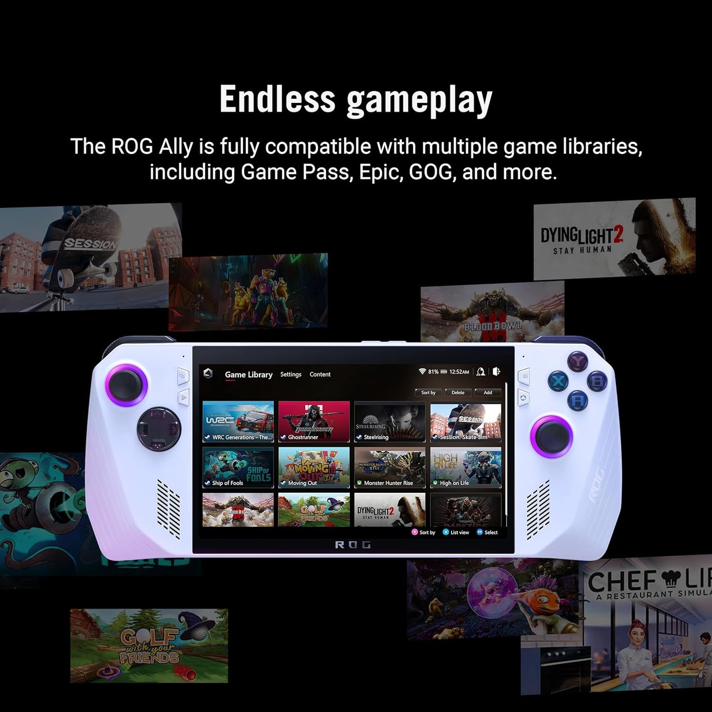 ASUS ROG Ally 7" 120Hz Gaming Handheld - AMD Z1 Processor - 512GB - White - ( used )