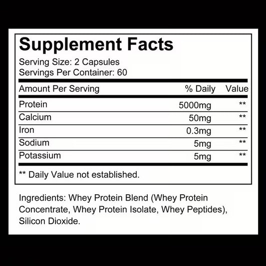 Whey Protein Supplement - Whey Protein Concentrate Nutrition Supplement for Men and Women - 120 Capsules