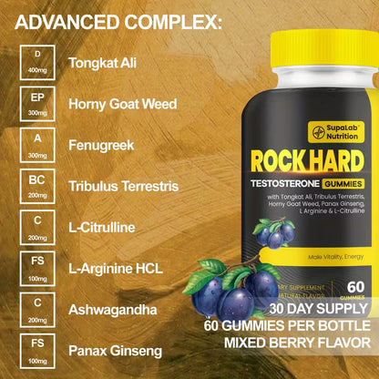 ROCK HARD Gummis - Testosterone supplement for men