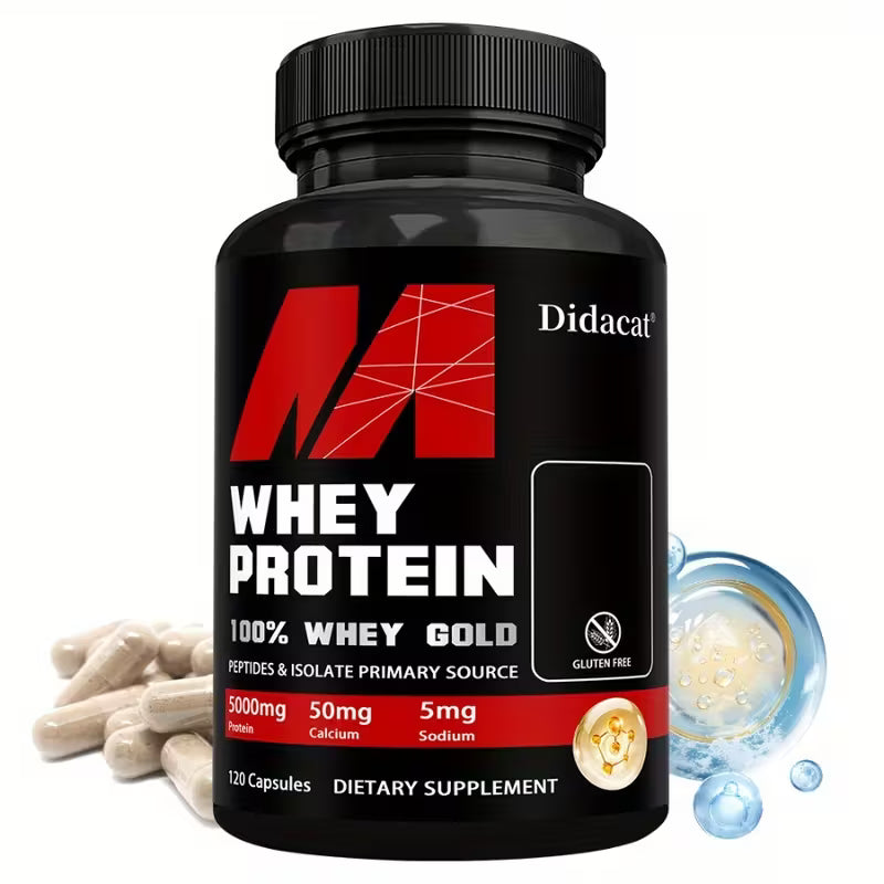 Whey Protein Supplement - Whey Protein Concentrate Nutrition Supplement for Men and Women - 120 Capsules