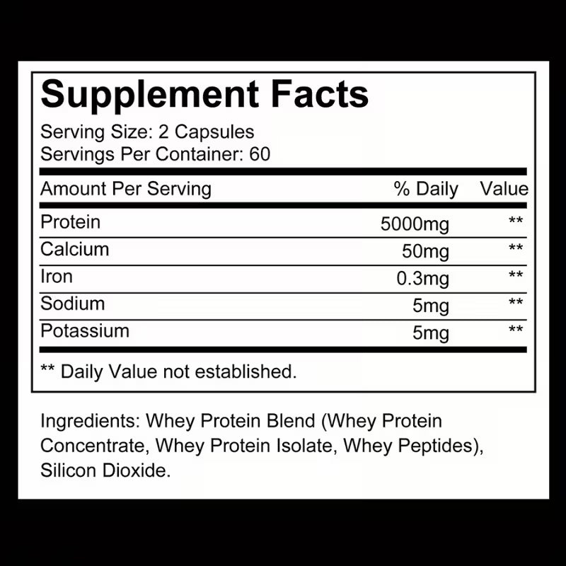 Whey Protein Supplement - Whey Protein Concentrate Nutrition Supplement for Men and Women - 120 Capsules