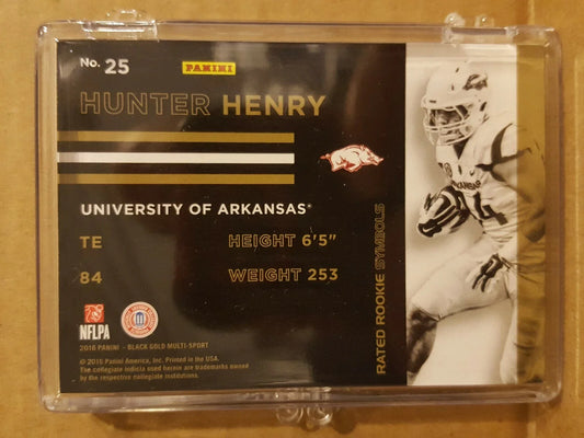 Hunter Henry 2016 Black Gold RATED RC card #'d 78/99 Razorbacks Chargers