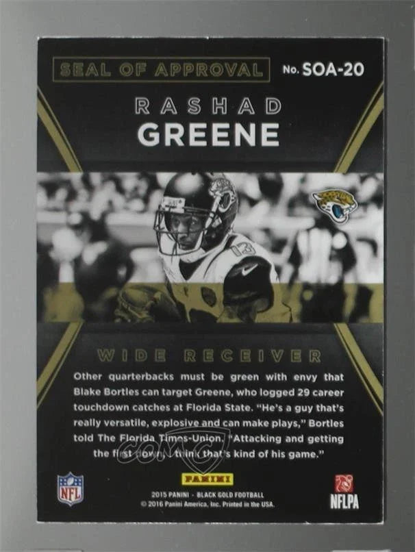2015 Panini Black Gold NFL Seal of Approval /149 Rashad Greene #SOA-20 Rookie RC