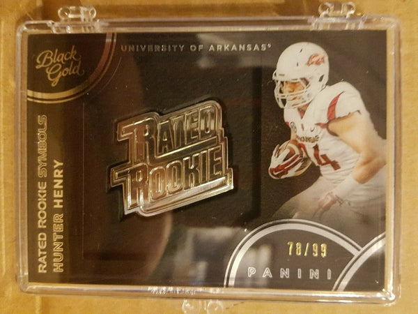 Hunter Henry 2016 Black Gold RATED RC card #'d 78/99 Razorbacks Chargers